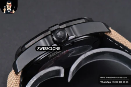Tag Heuer Aquaracer Caliber 5 43mm OF Ceramic Black Dial Yellow Hand Brown Nylon SW200 High Resolution View