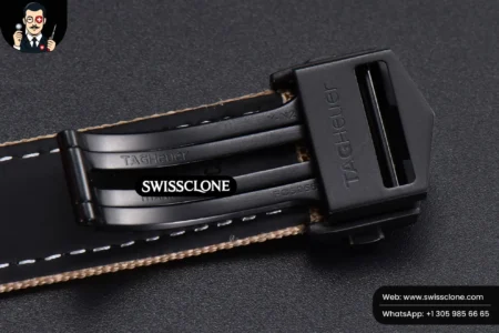 Tag Heuer Aquaracer Caliber 5 43mm OF Ceramic Black Dial Yellow Hand Brown Nylon SW200 High Resolution View