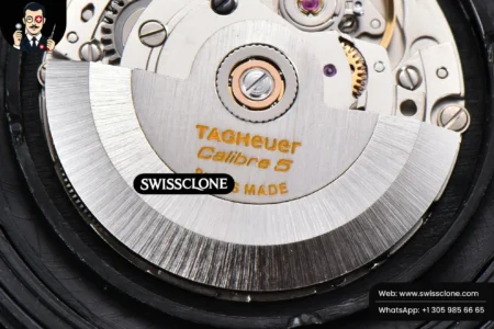 Tag Heuer Aquaracer Caliber 5 43mm OF Ceramic Black Dial Yellow Hand Brown Nylon SW200 High Resolution View