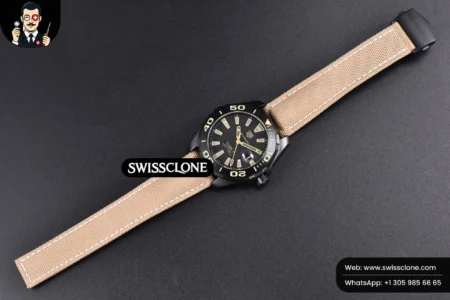 Tag Heuer Aquaracer Caliber 5 43mm OF Ceramic Black Dial Yellow Hand Brown Nylon SW200 High Resolution View