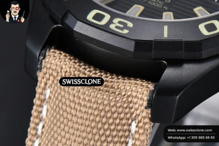 Tag Heuer Aquaracer Caliber 5 43mm OF Ceramic Black Dial Yellow Hand Brown Nylon SW200 High Resolution View