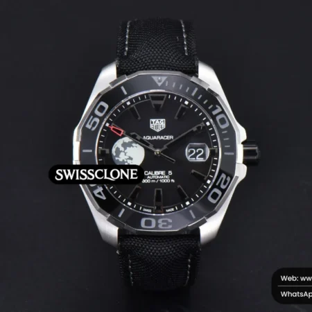 Tag Heuer Aquaracer Caliber 5 43mm OF Black Moon Dial Black Nylon SW200 High Resolution View