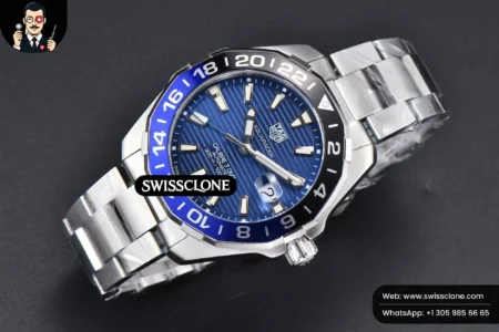 Tag Heuer Aquaracer Caliber 5 GMT 43mm OF Blue/Black Bezel Blue Dial SW200 High Resolution View