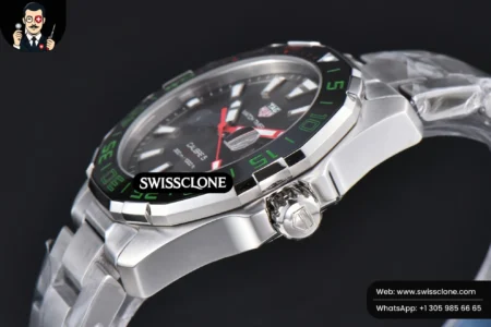 Tag Heuer Aquaracer Calibre 5 GMT OF 43mm Green/Red Bezel Black Dial SW200 High Resolution View