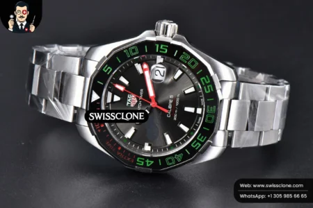 Tag Heuer Aquaracer Calibre 5 GMT OF 43mm Green/Red Bezel Black Dial SW200 High Resolution View