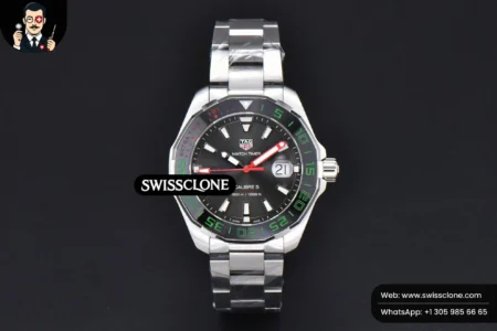 Tag Heuer Aquaracer Calibre 5 GMT OF 43mm Green/Red Bezel Black Dial SW200 High Resolution View
