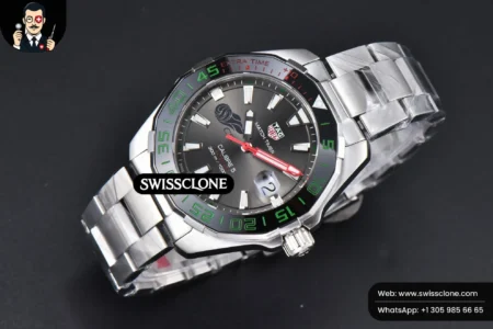 Tag Heuer Aquaracer Calibre 5 GMT OF 43mm Green/Red Bezel Black Dial SW200 High Resolution View