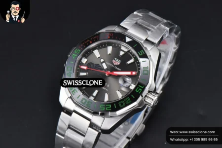 Tag Heuer Aquaracer Calibre 5 GMT OF 43mm Green/Red Bezel Black Dial SW200 High Resolution View