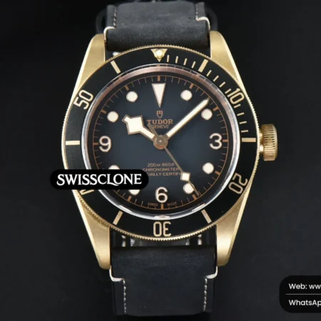 Tudor Heritage Black Bay Bronze Gray 43mm XF Black Dial Leather High Resolution View