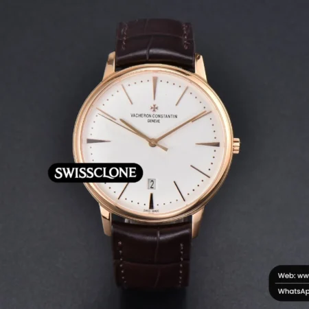 Vacheron Constantin Patrimony Date 40mm White Dial Brown Leather 9015 High Resolution View
