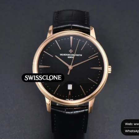 Vacheron Constantin Patrimony Date 40mm Black Dial Black Leather 9015 High Resolution View