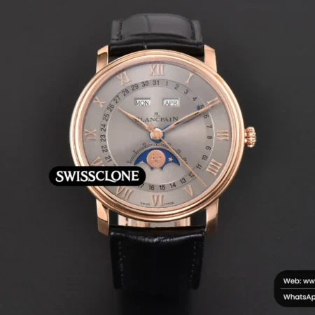 Rolex Villeret 6654 40mm Complicated Function OMF Silver Dial Black Leather High Resolution View