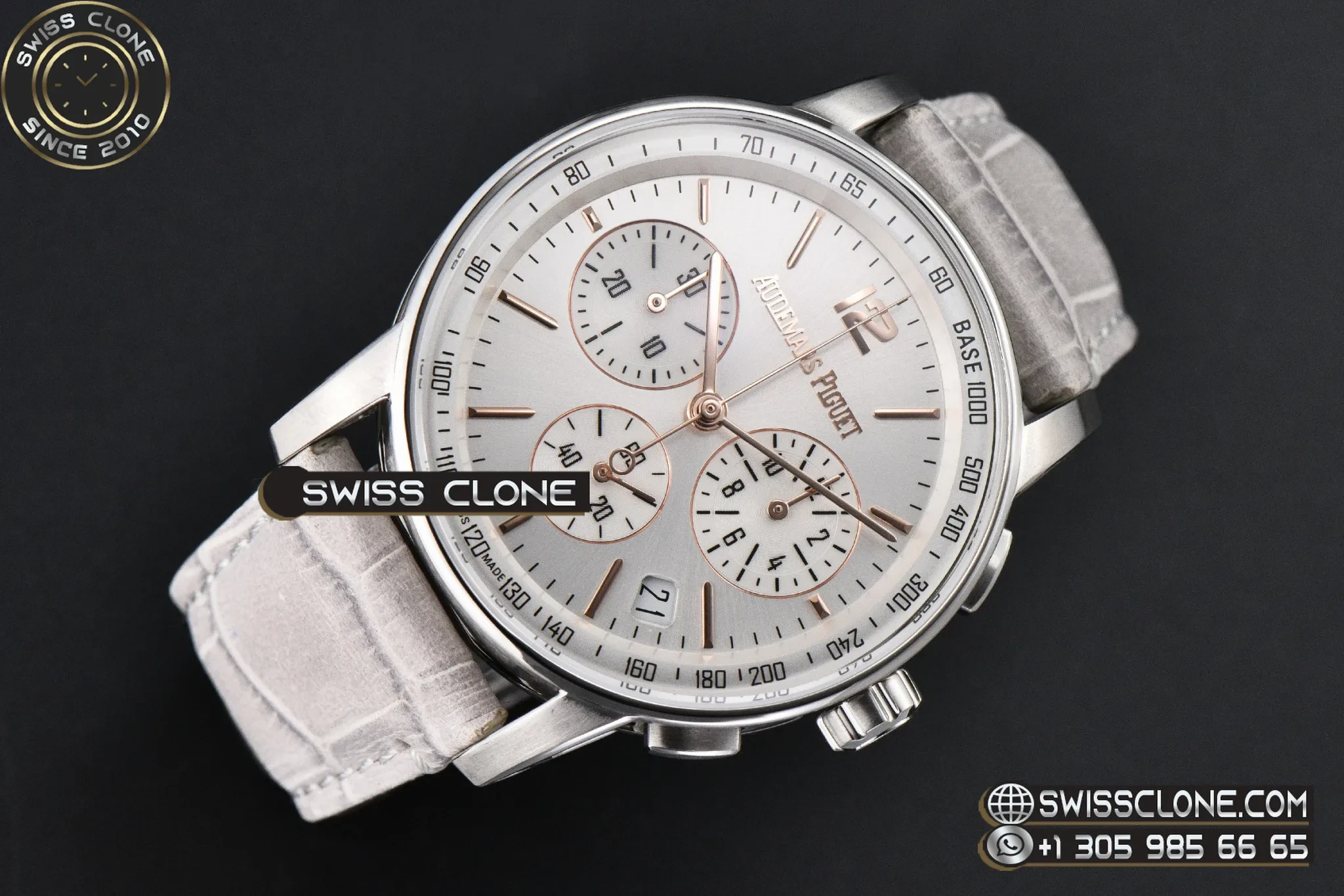 Audemars Piguet Code 11.59 Chrono 26393 41mm Silver Dial Gold Hands Gray Leather 1:1 Super Clone - Bezel & Case Profile
