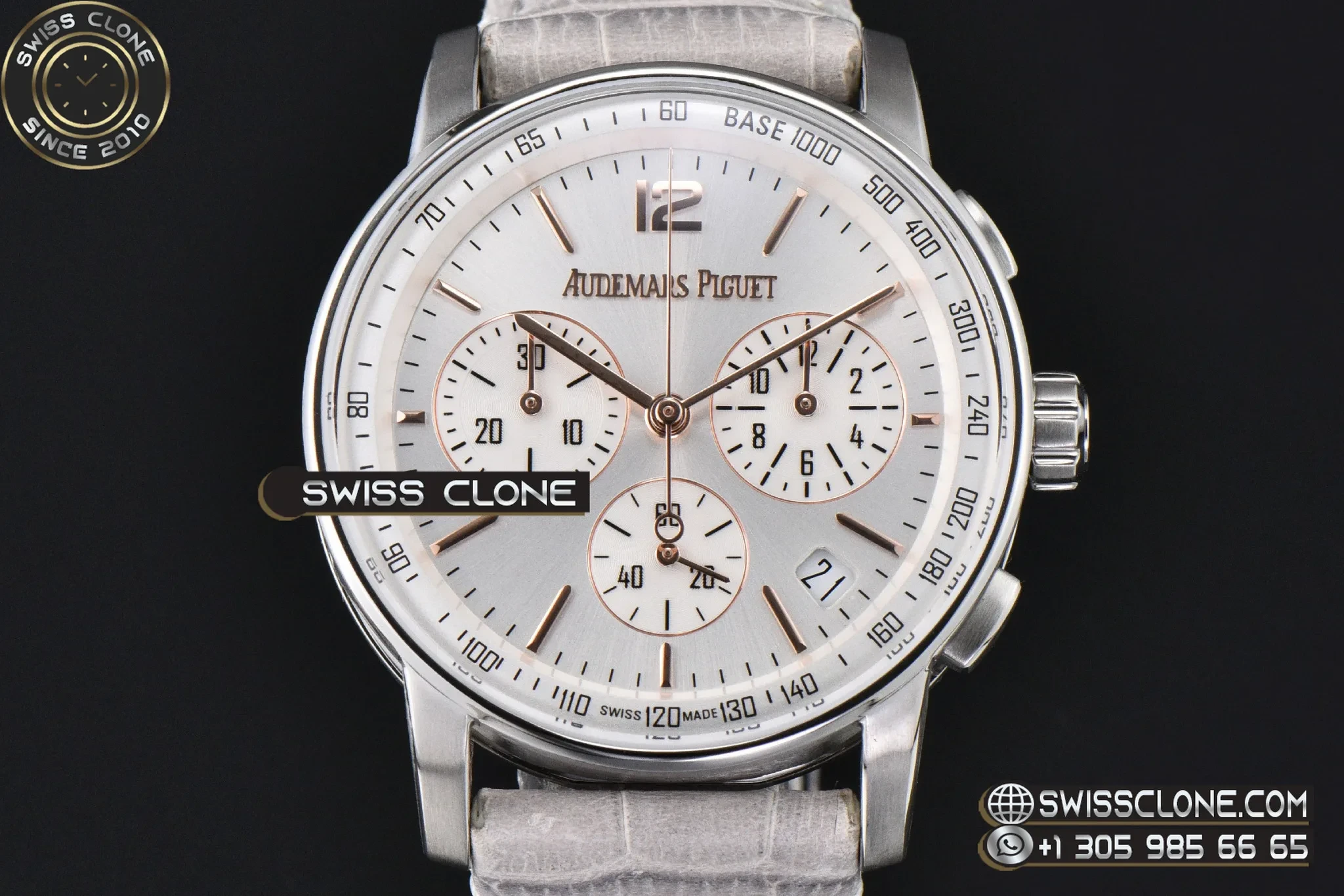 Audemars Piguet Code 11.59 Chrono 26393 41mm Silver Dial Gold Hands Gray Leather