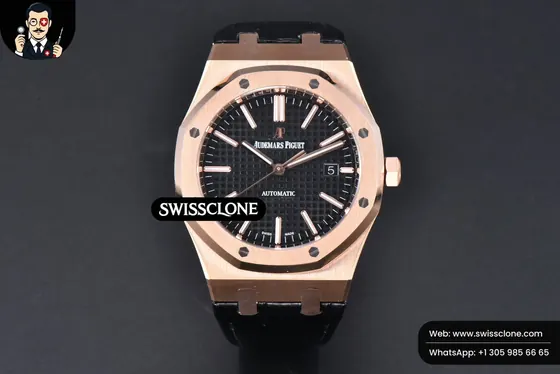 Audemars Piguet Royal Oak 15400 41mm IPF Black Textured Dial Black Leather 1:1 Super Clone - Dial Macro Close-Up