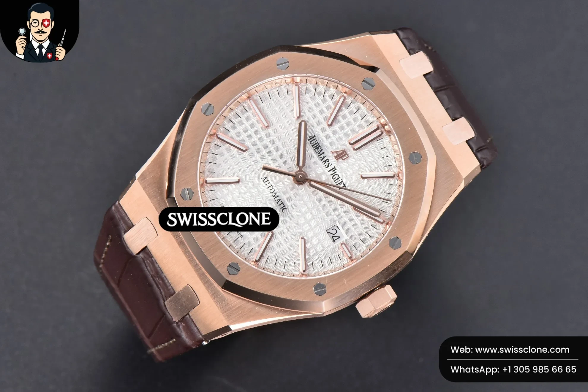 Audemars Piguet Royal Oak 15400 41mm IPF White Textured Dial Brown Leather 1:1 Super Clone - Bezel & Case Profile