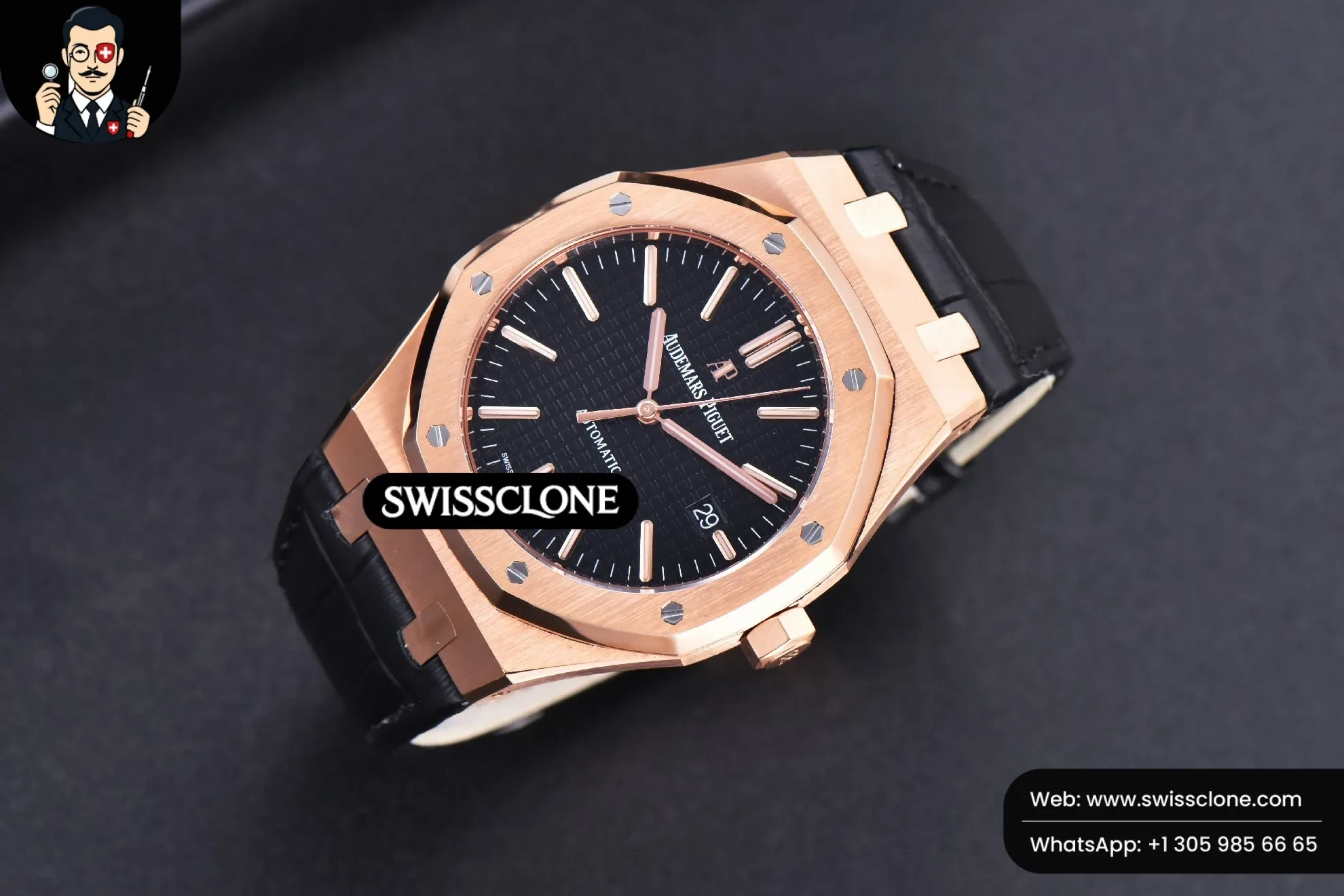 Audemars Piguet Royal Oak 15400 JF Black Dial Black Leather MY9015 1:1 Super Clone - Bezel & Case Profile