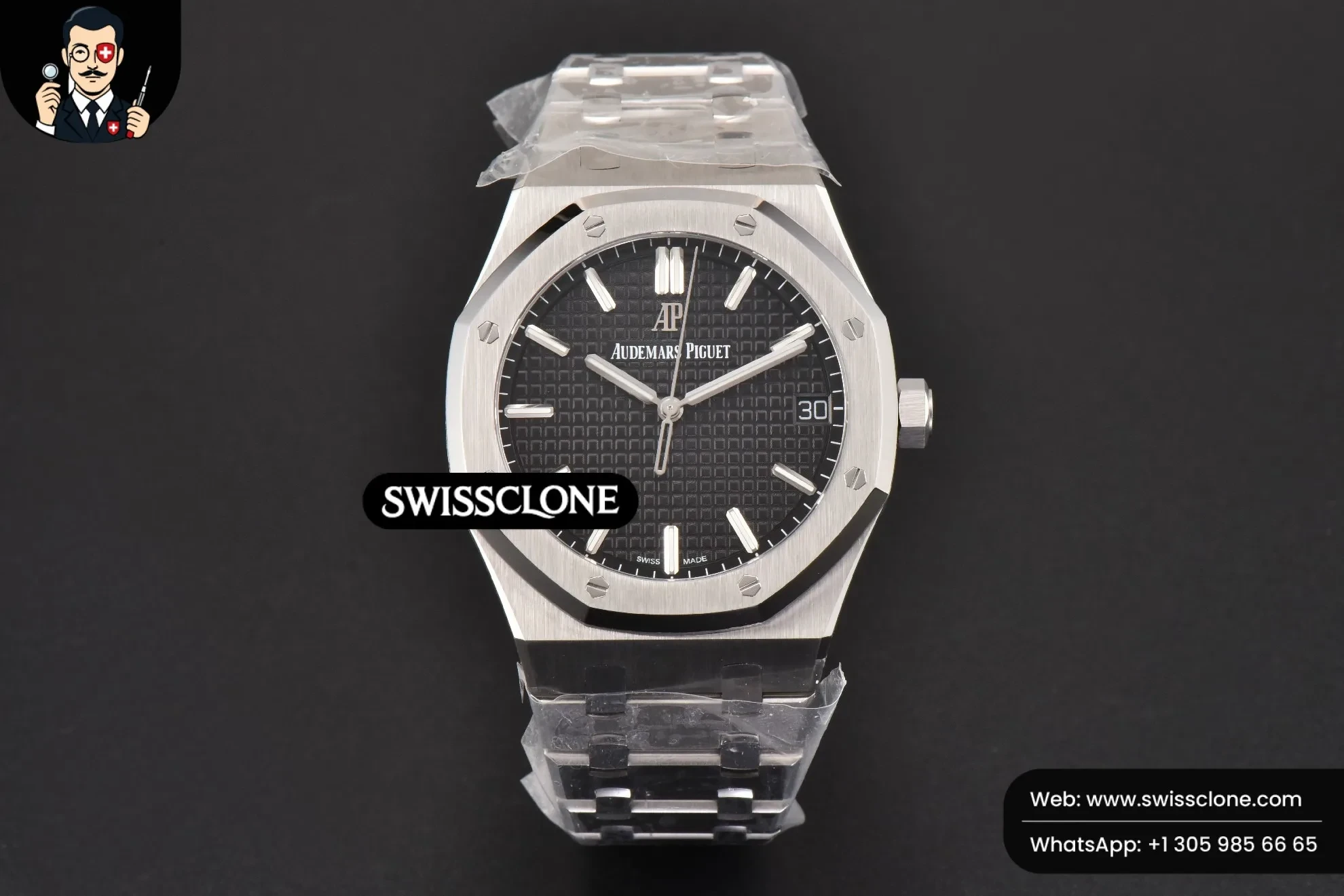 Audemars Piguet Royal Oak 15500 41mm Black Textured Dial (SW-26602) 1:1 Super Clone - Dial Macro & Hands Close-Up
