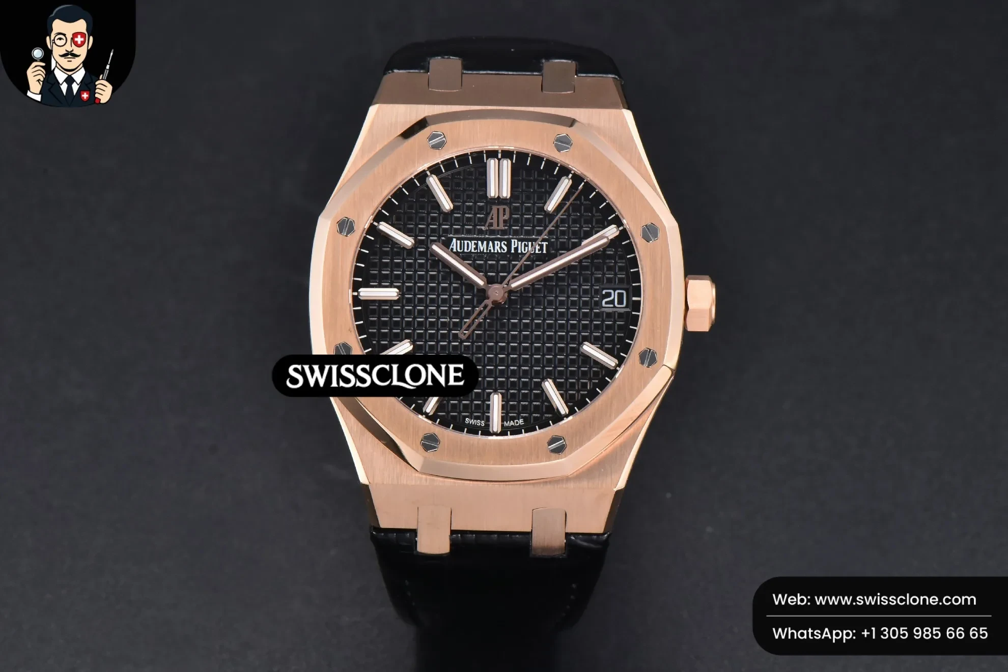 Audemars Piguet Royal Oak 15500 41mm Black Textured Dial Black Leather 1:1 Super Clone - Dial Macro Close-Up