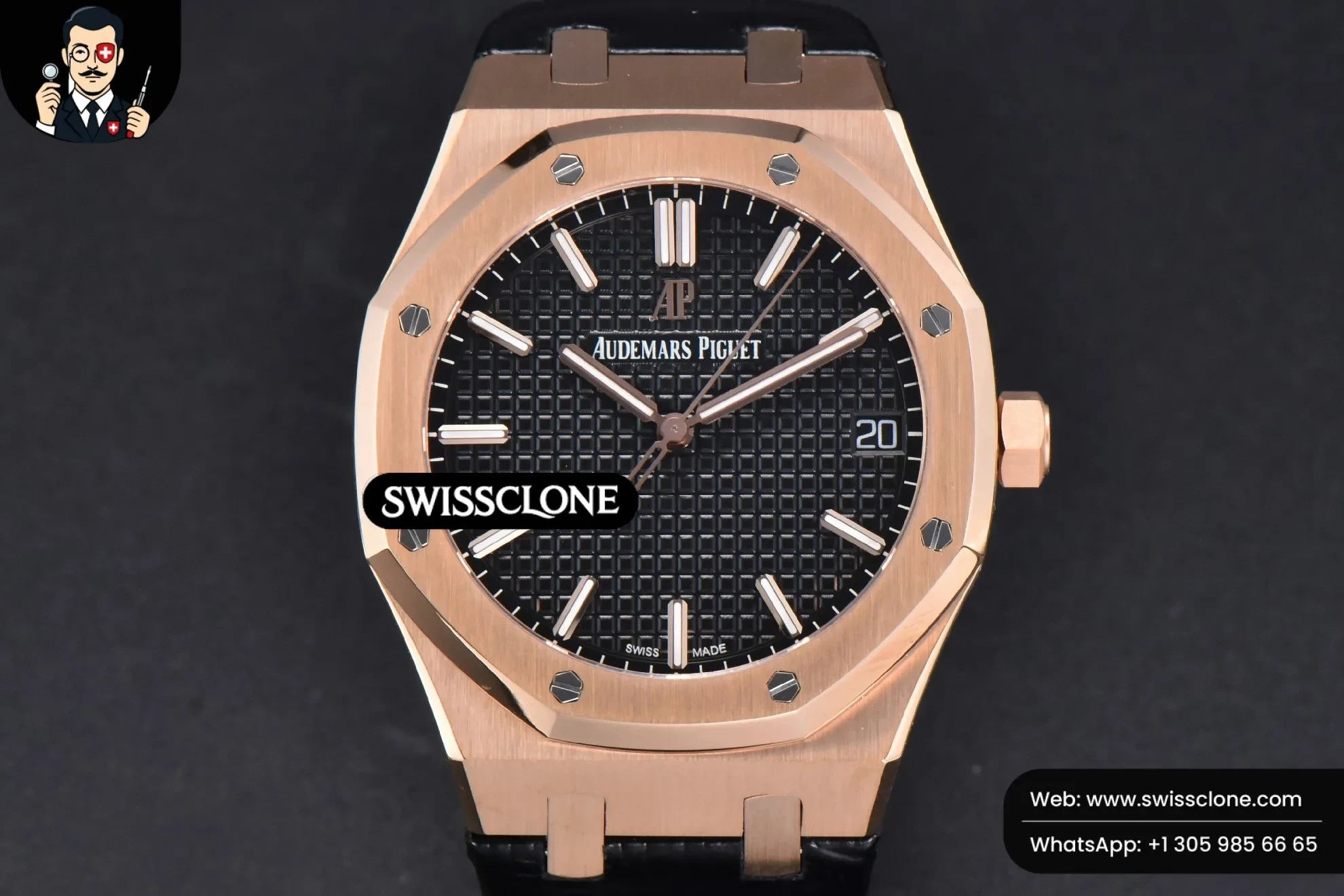 Audemars Piguet Royal Oak 15500 41mm Black Textured Dial Black Leather