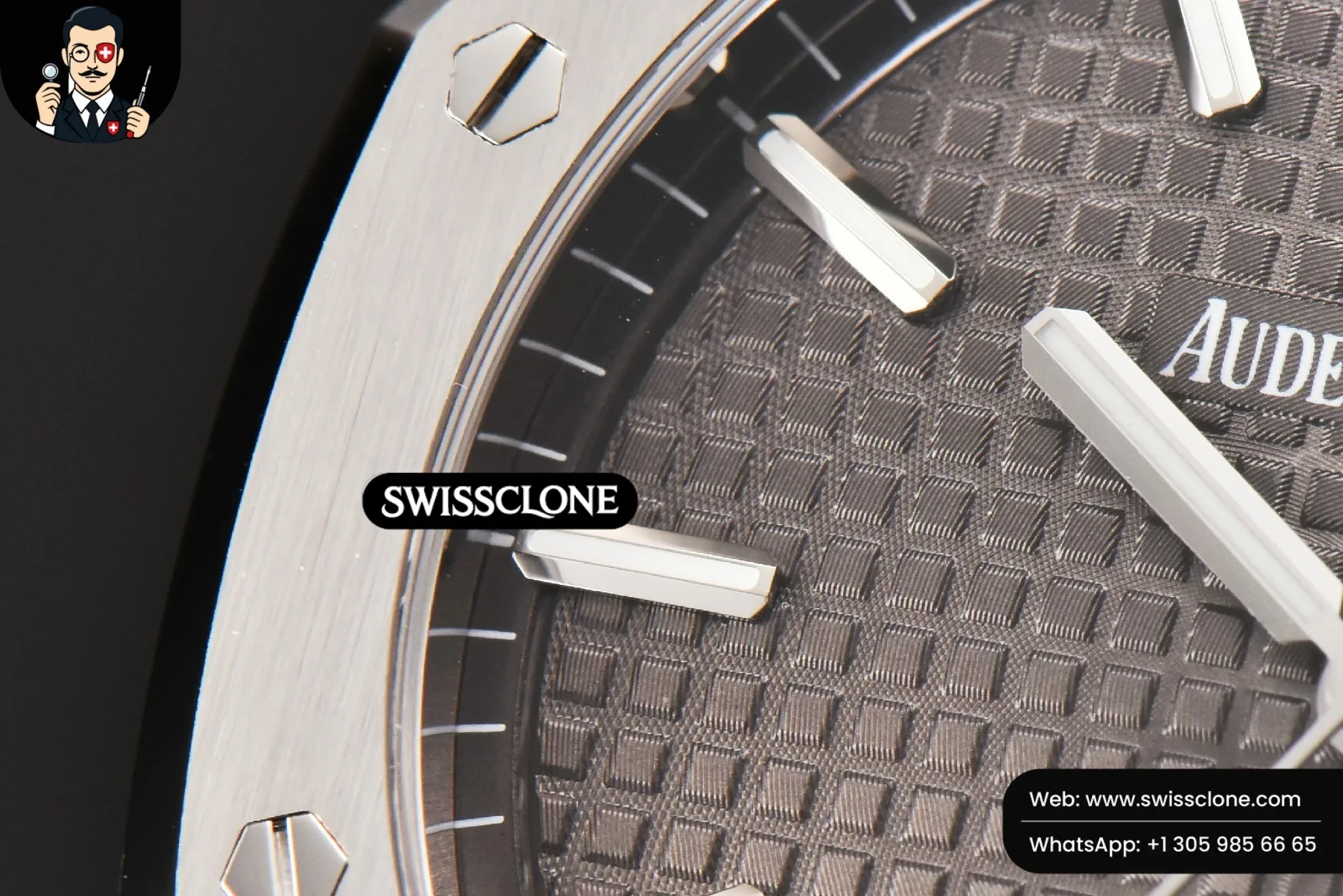 Audemars Piguet Royal Oak 15500 41mm Gray Textured Dial (SW-26610) 1:1 Super Clone - Crown Guard & Case Thickness Profile