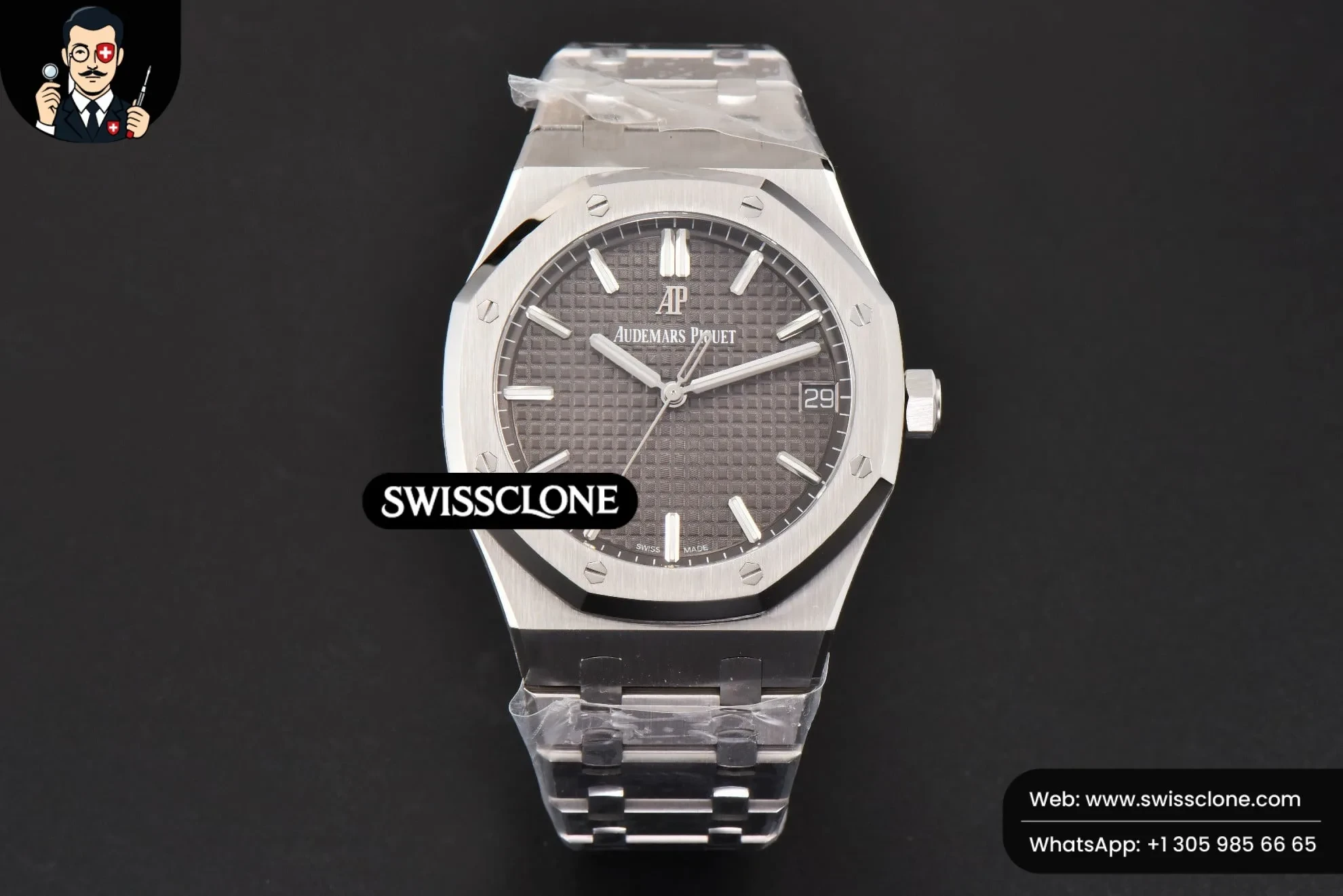 Audemars Piguet Royal Oak 15500 41mm Gray Textured Dial (SW-26610) 1:1 Super Clone - Dial Macro & Hands Close-Up