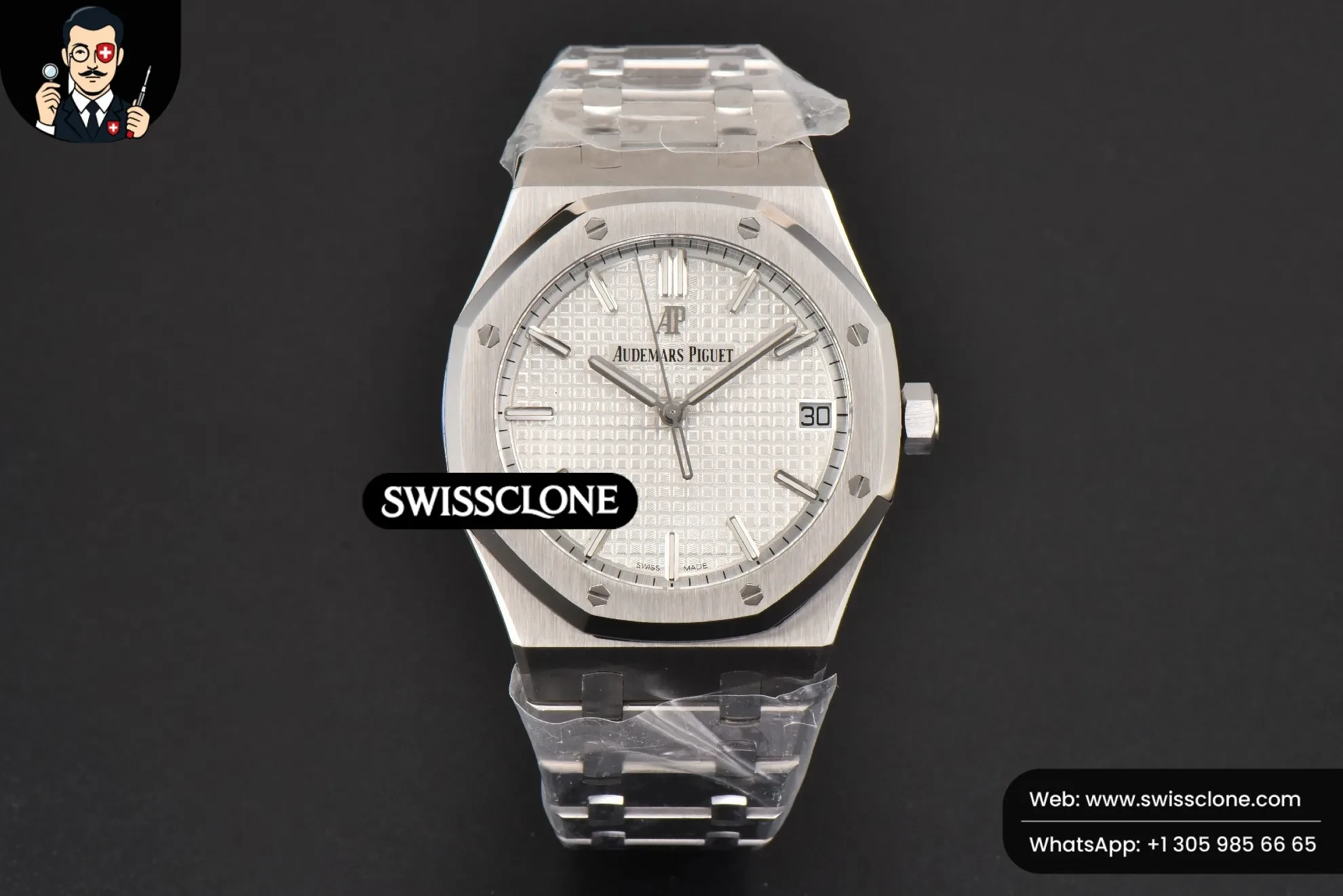 Audemars Piguet Royal Oak 15500 41mm White Textured Dial (SW-26586) 1:1 Super Clone - Dial Macro & Hands Close-Up