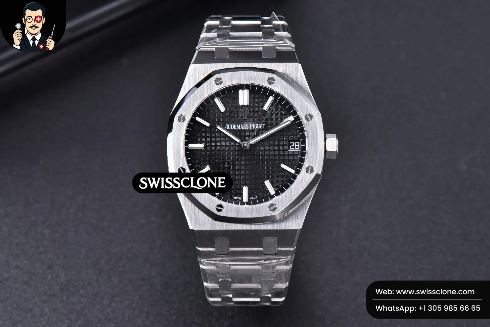 Audemars Piguet Royal Oak 15500 OMF 41mm Black Textured Dial 9015 1:1 Super Clone - Dial Macro Close-Up
