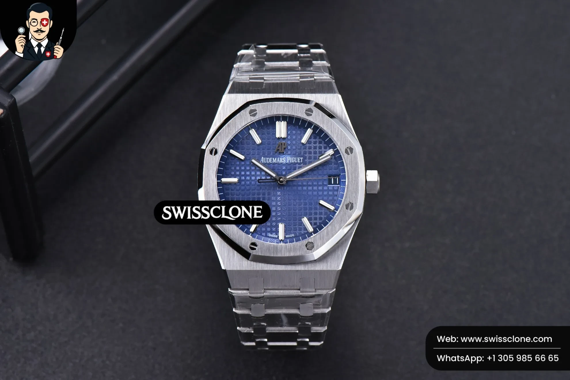 Audemars Piguet Royal Oak 15500 OMF 41mm Blue Textured Dial 9015 1:1 Super Clone - Dial Macro Close-Up