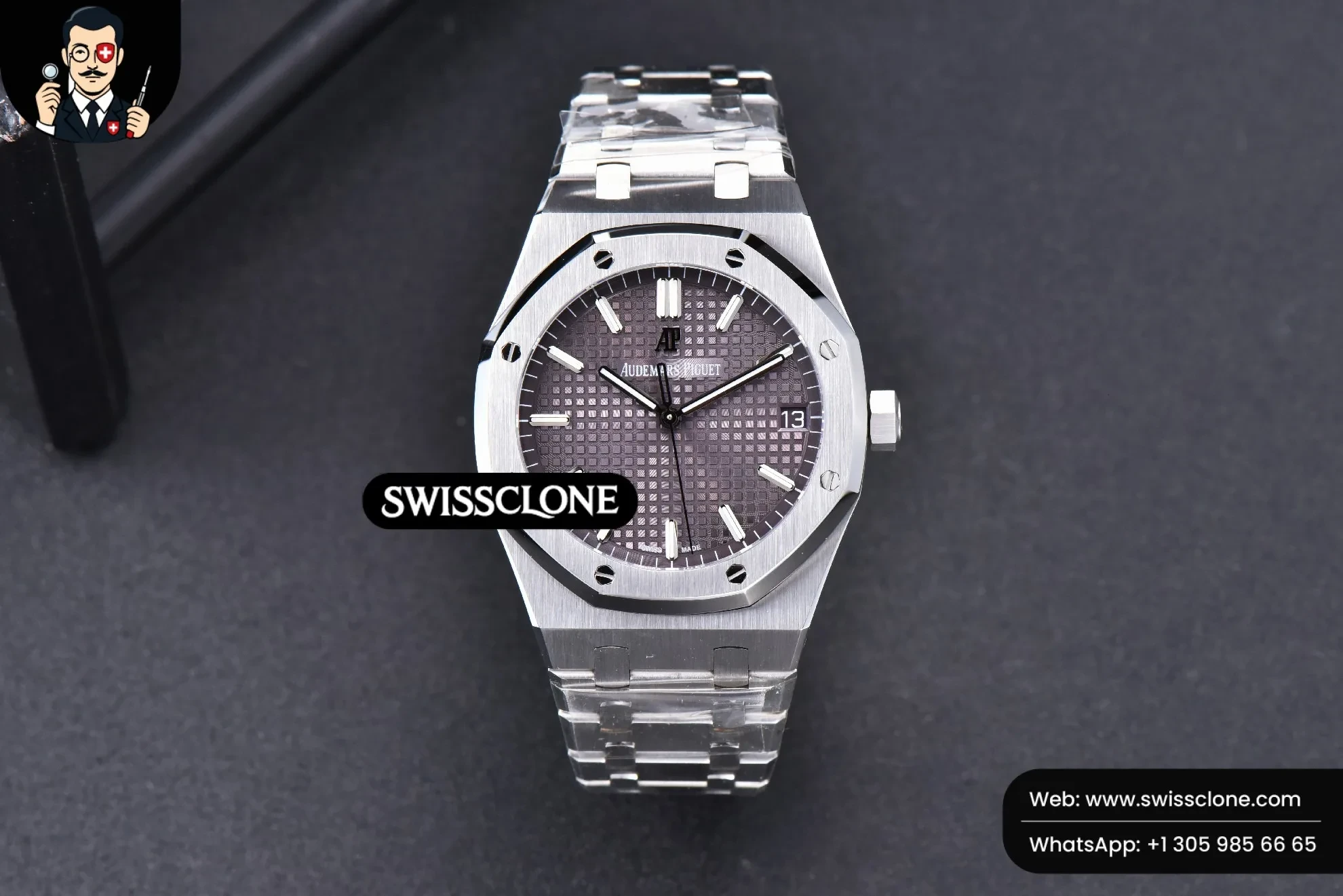Audemars Piguet Royal Oak 15500 OMF 41mm Gray Textured Dial 9015 1:1 Super Clone - Dial Macro Close-Up