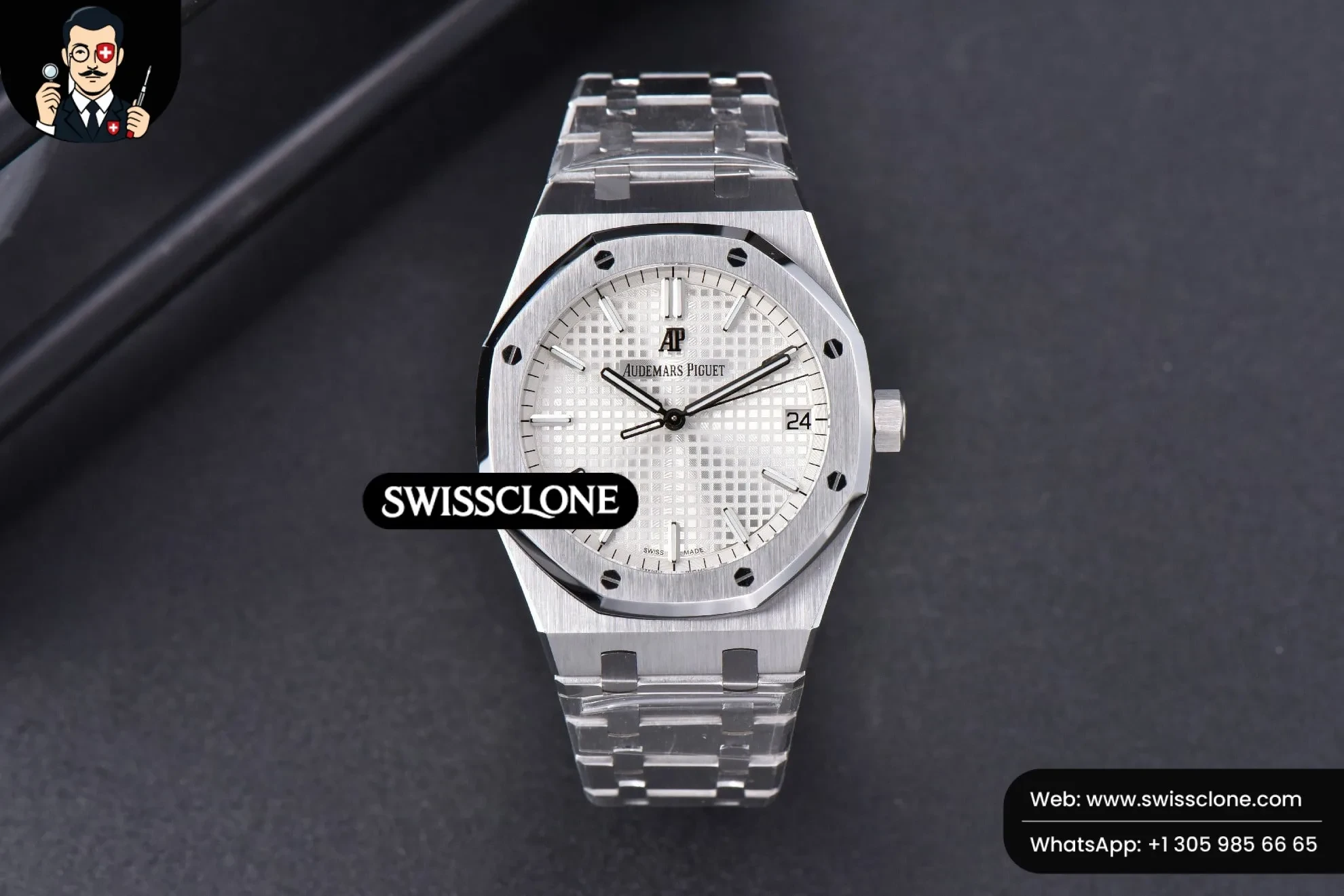 Audemars Piguet Royal Oak 15500 OMF 41mm White Textured Dial 9015 1:1 Super Clone - Dial Macro Close-Up