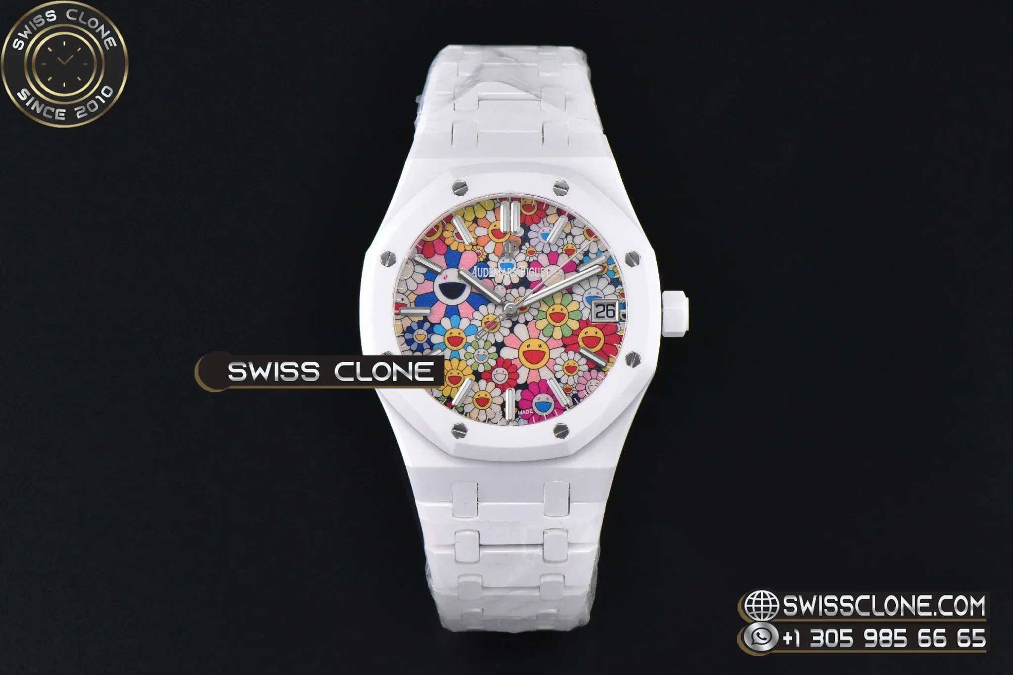 Audemars Piguet Royal Oak 15500 White Ceramic 41mm Takashi Murakami flower Dial