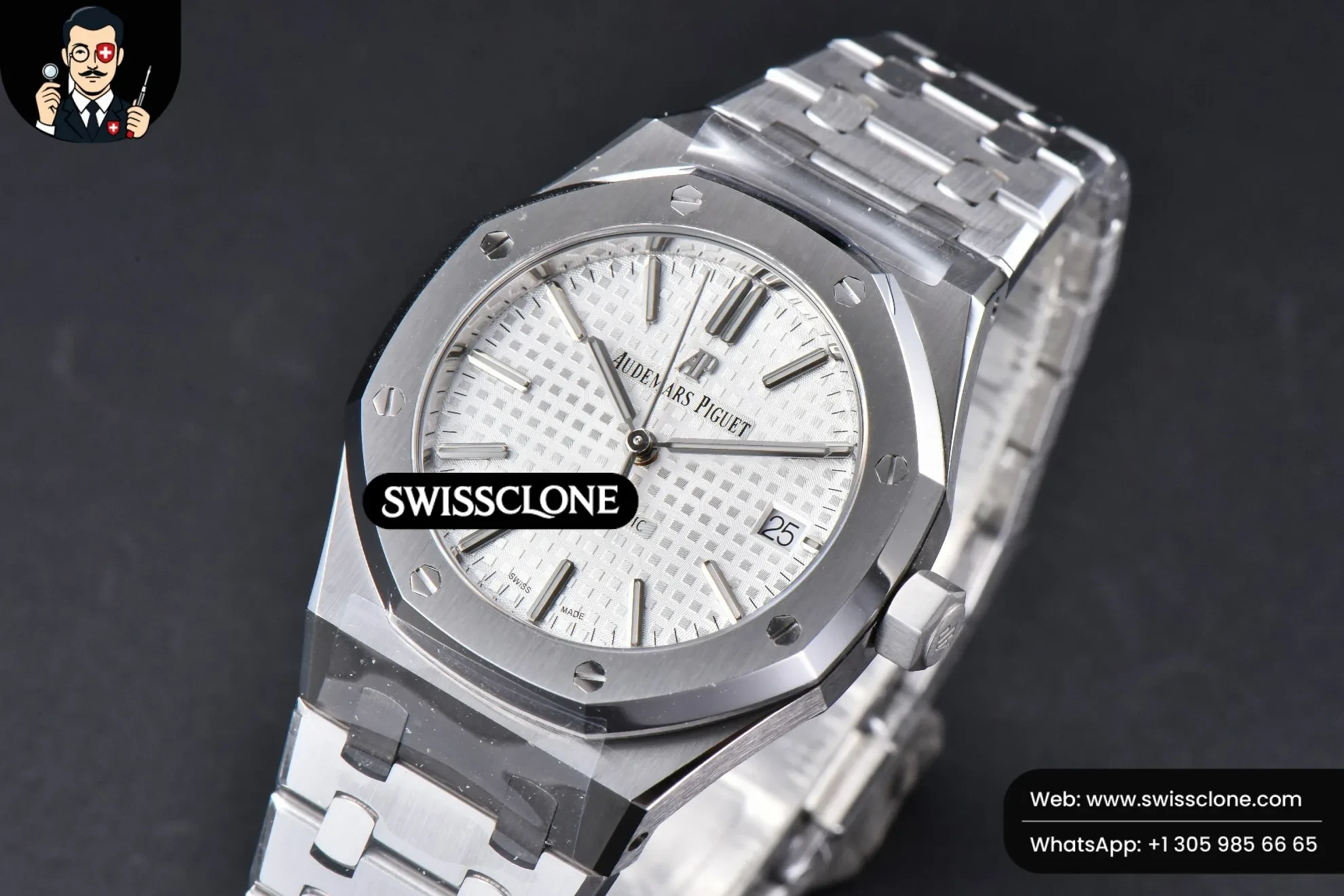 Audemars Piguet Royal Oak 37mm 15450 White Textured Dial on 1:1 Super Clone - Bezel & Case Profile