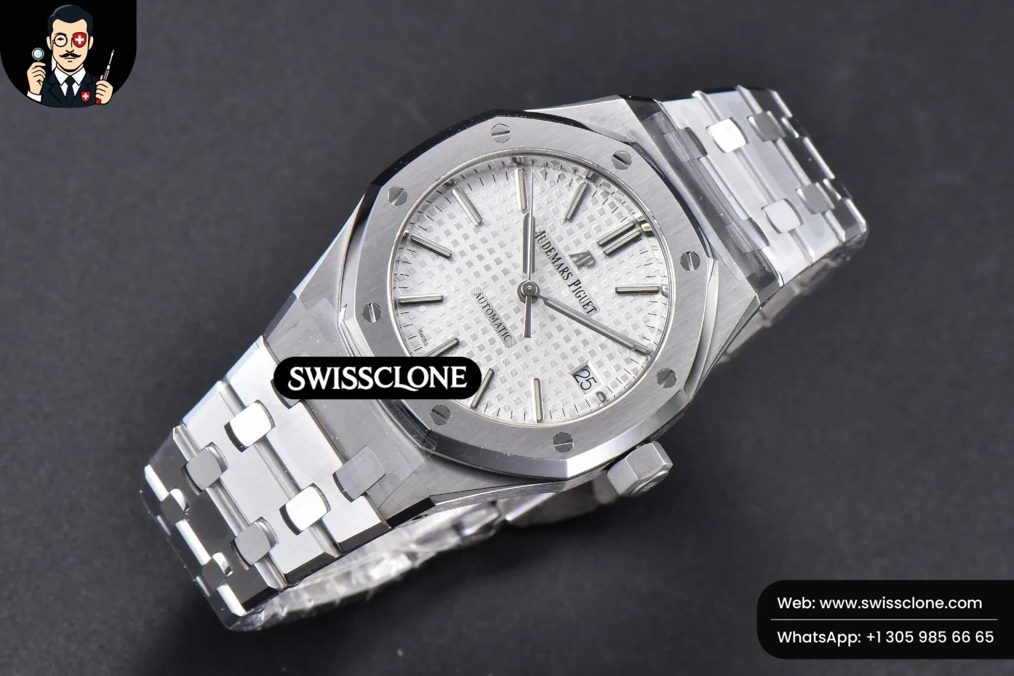 Audemars Piguet Royal Oak 37mm 15450 White Textured Dial on 1:1 Super Clone - Dial Macro Close-Up