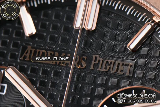 Audemars Piguet Royal Oak Chronograph 26240 41mm Black Checkered Dial Black Subdial Black Leather SH4401 1:1 Super Clone - Caseback & Cloned Calibre Movement
