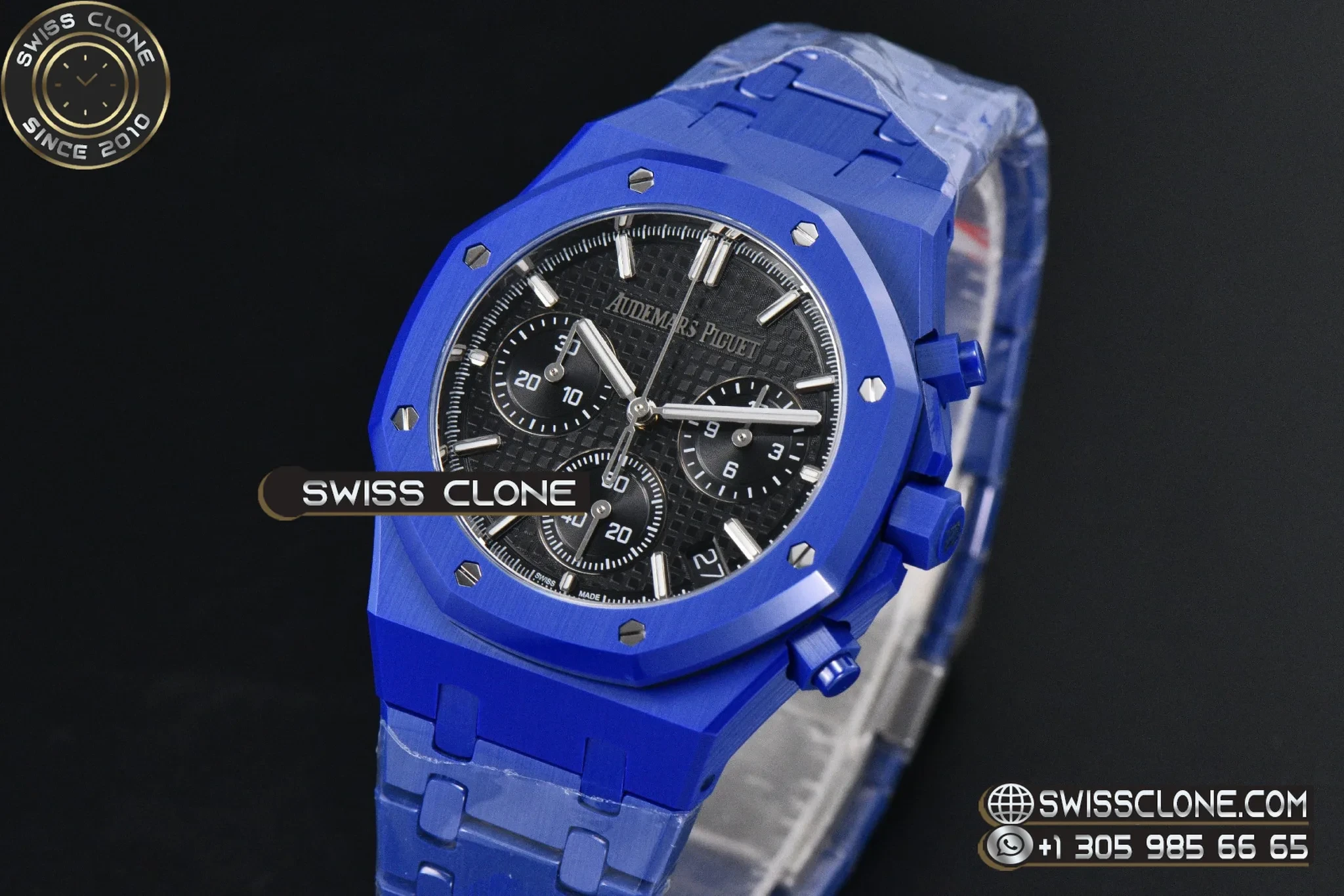 Audemars Piguet Royal Oak Chronograph 26240 41mm Blue Ceramic Black Checkered Dial Black Subdial Ceramic SH4401 Free Sprung 1:1 Super Clone - Bezel & Case Profile
