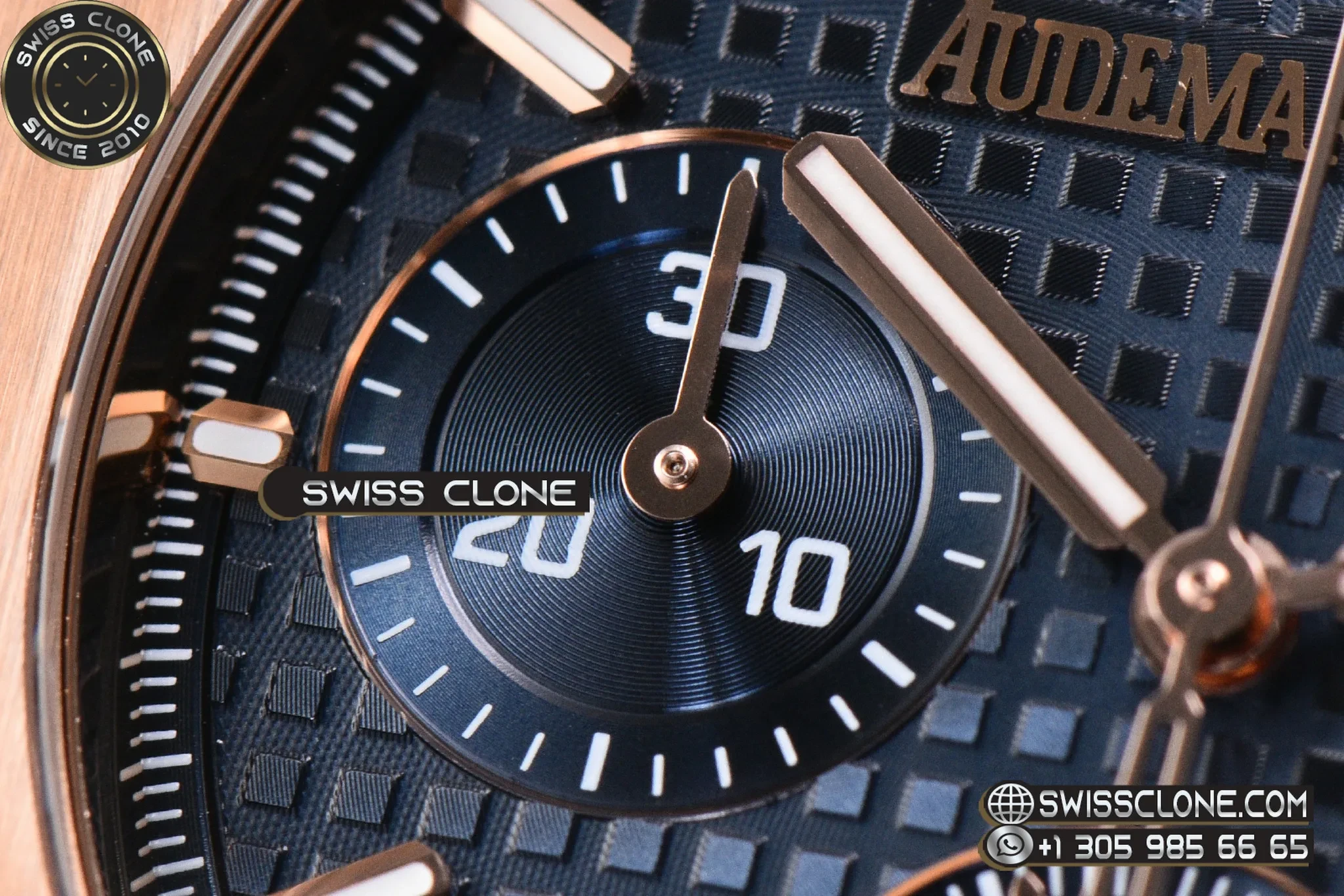 Audemars Piguet Royal Oak Chronograph 26240 41mm Blue Checkered Dial Blue Subdial Blue Leather SH4401 1:1 Super Clone - Lateral Case Thickness Profile