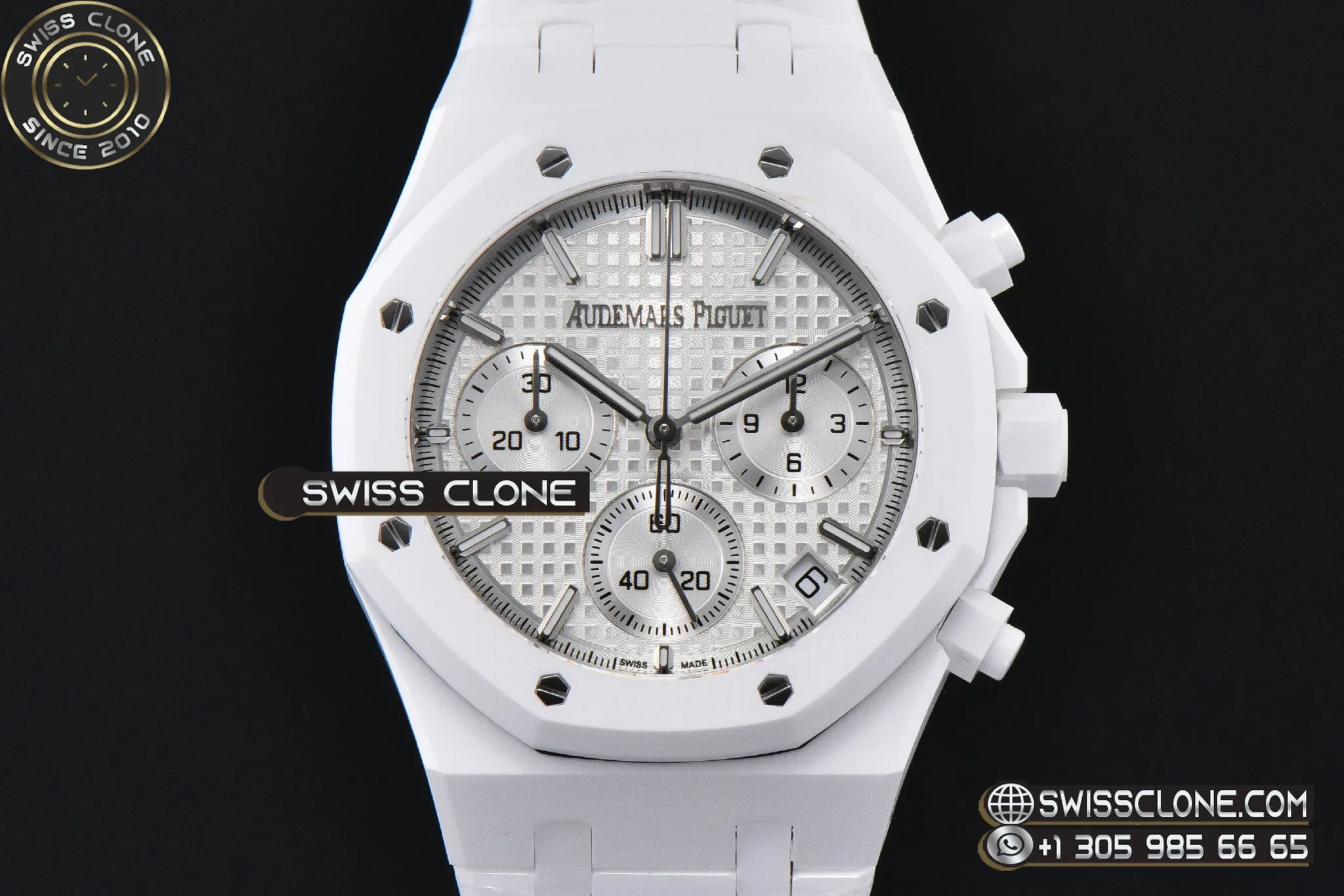 Audemars Piguet Royal Oak Chronograph 26240 41mm Ceramic Sliver Checkered Dial Sliver Subdial Ceramic SH4401 1:1 Super Clone - Dial Macro Close-Up