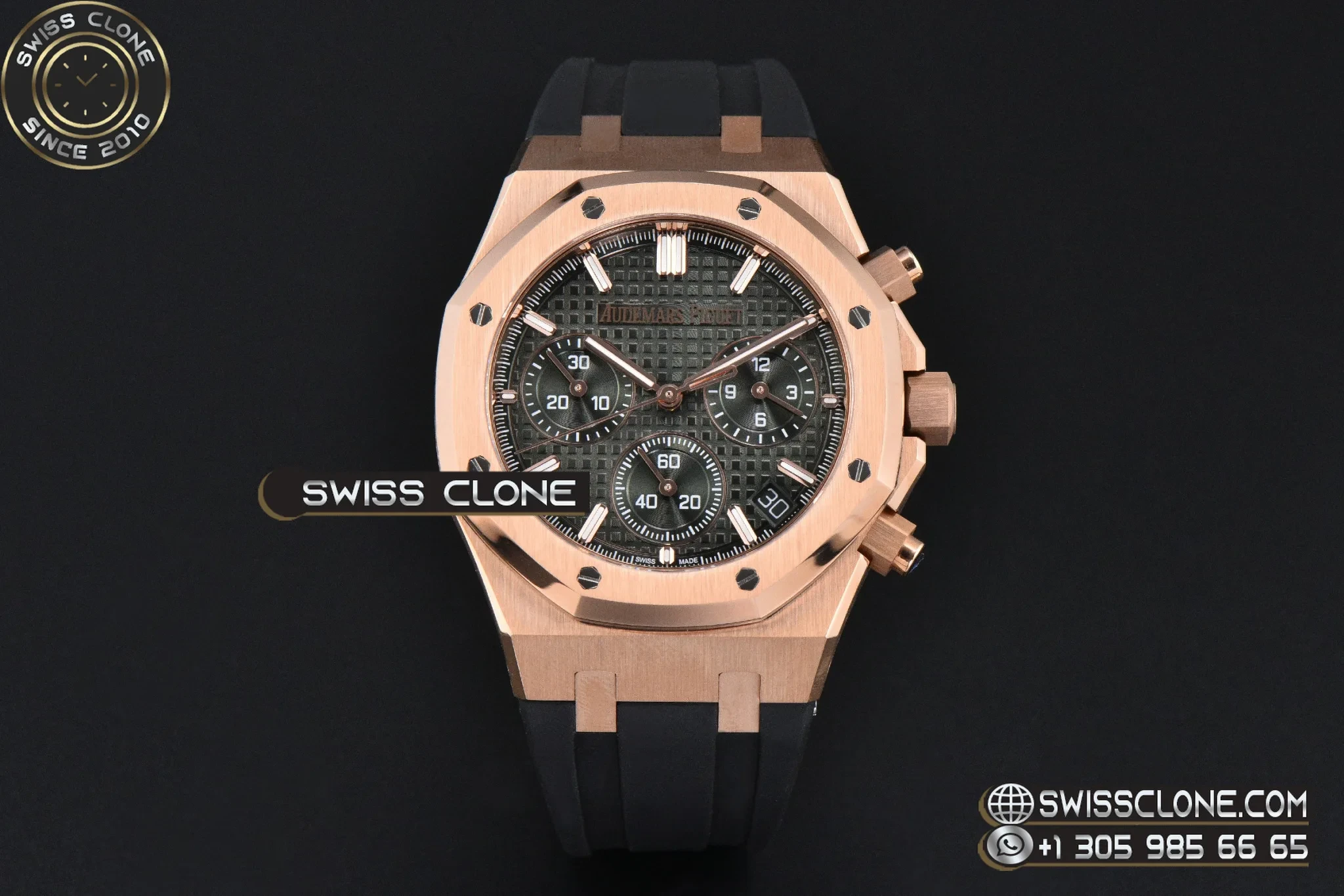 Audemars Piguet Royal Oak Chronograph 26240 41mm Green Checkered Dial Green Subdial Black Rubber SH4401