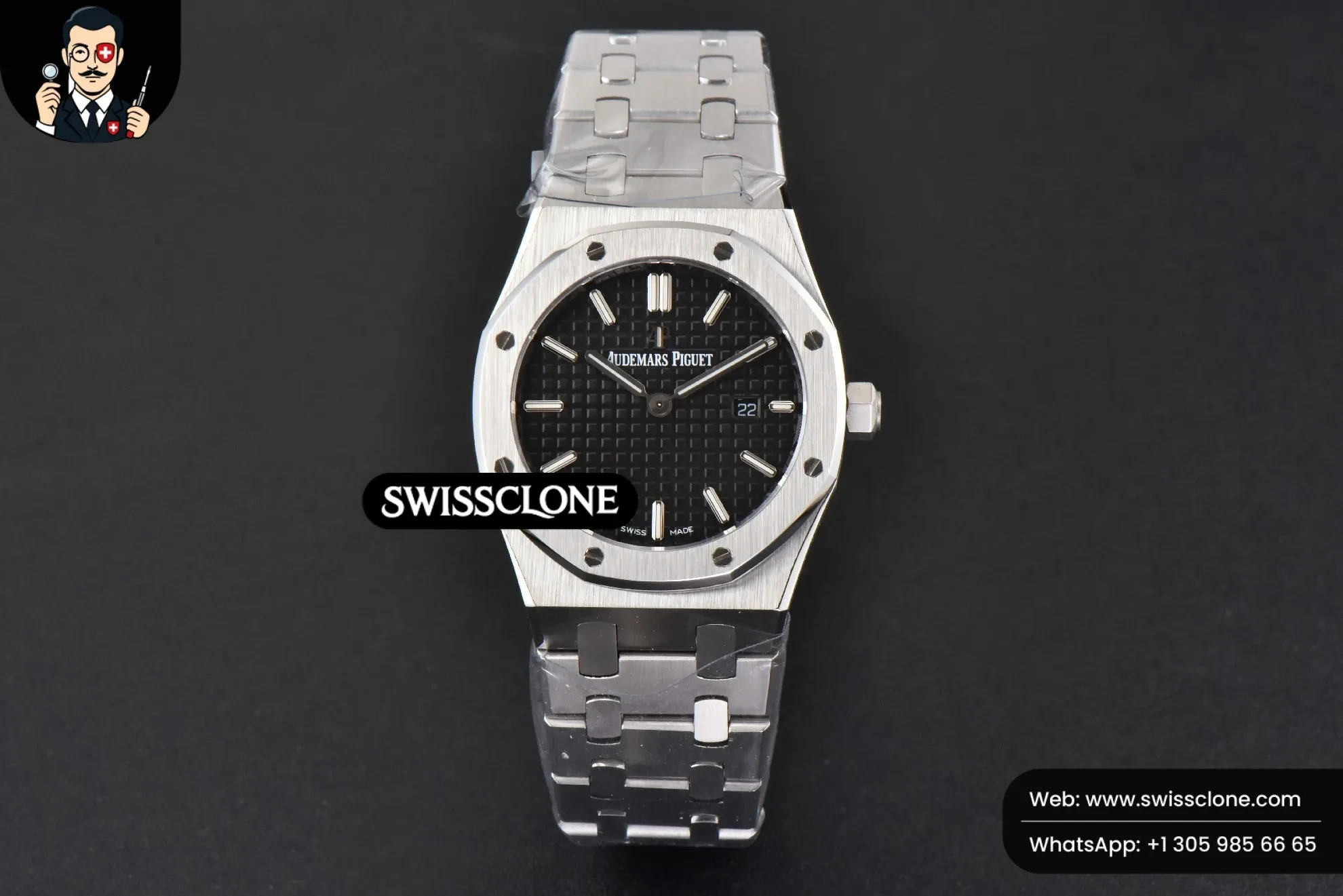 Audemars Piguet Royal Oak Ladies 33mm 8F Black Dial Quartz 1:1 Super Clone - Dial Macro Close-Up