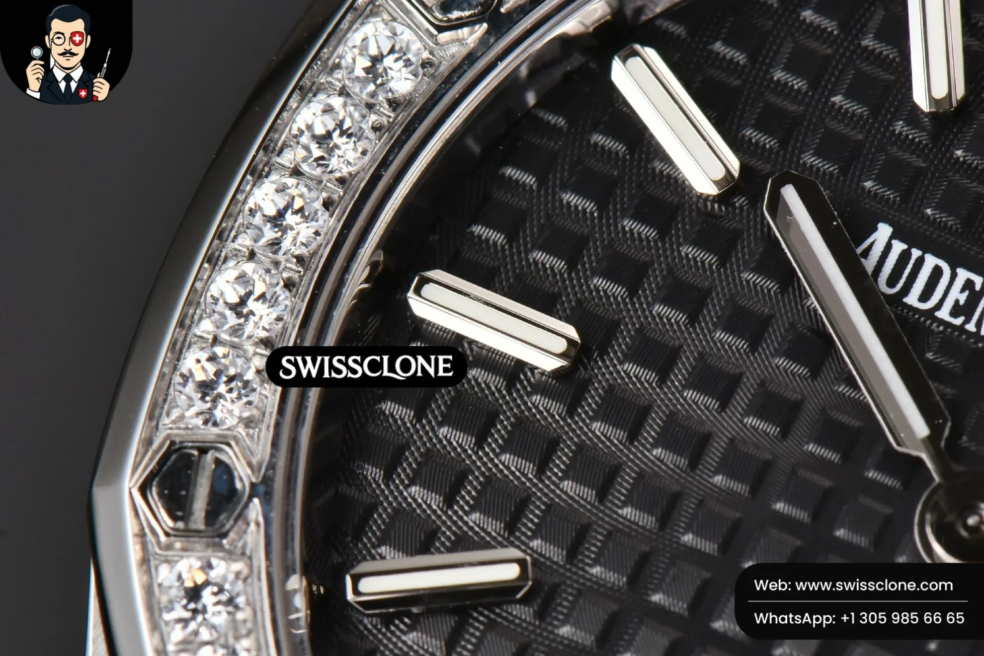 Audemars Piguet Royal Oak Ladies 33mm 8F Diamond Black Dial Quartz 1:1 Super Clone - Lateral Case Thickness Profile