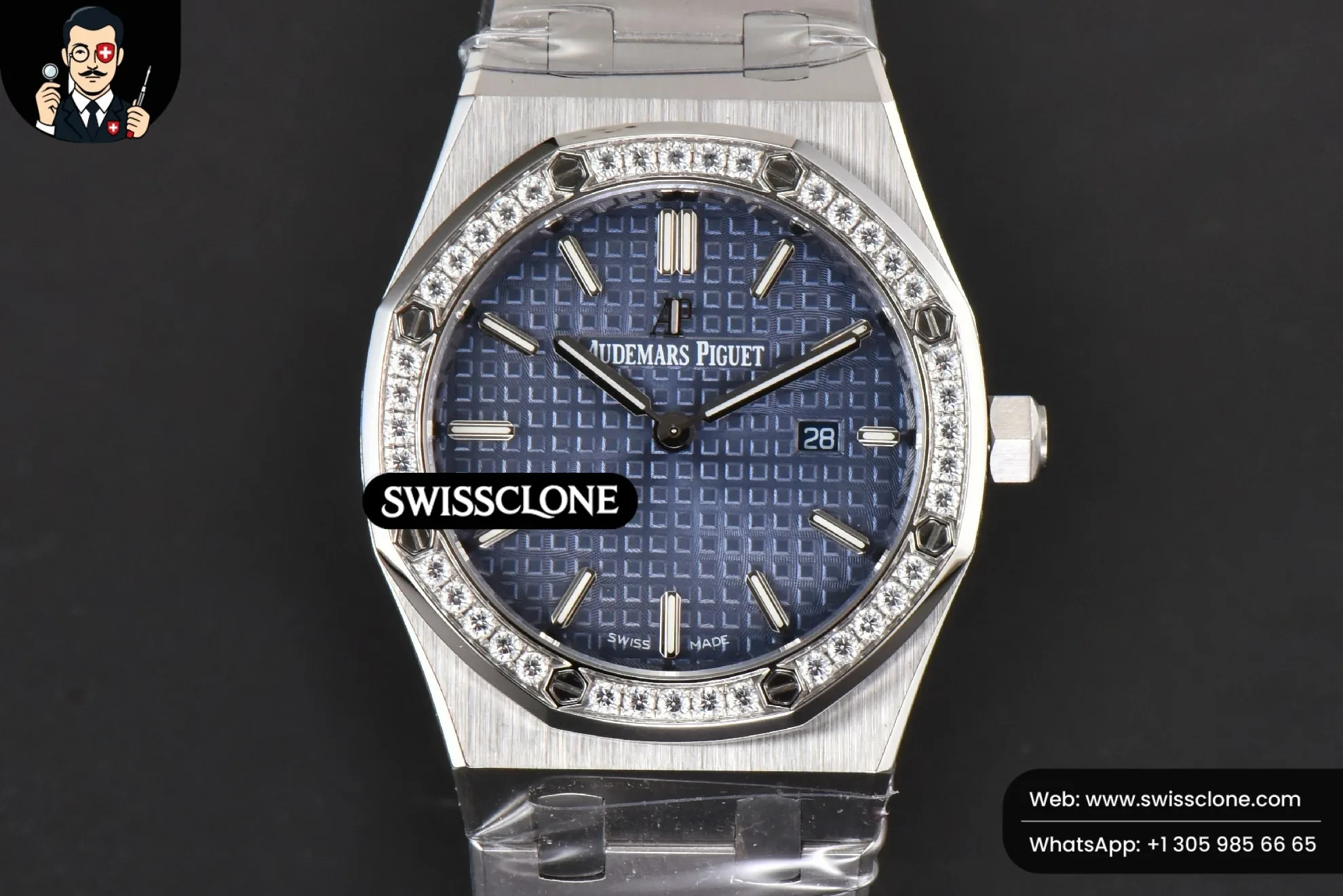 Audemars Piguet Royal Oak Ladies 33mm 8F Diamond Blue Dial Quartz