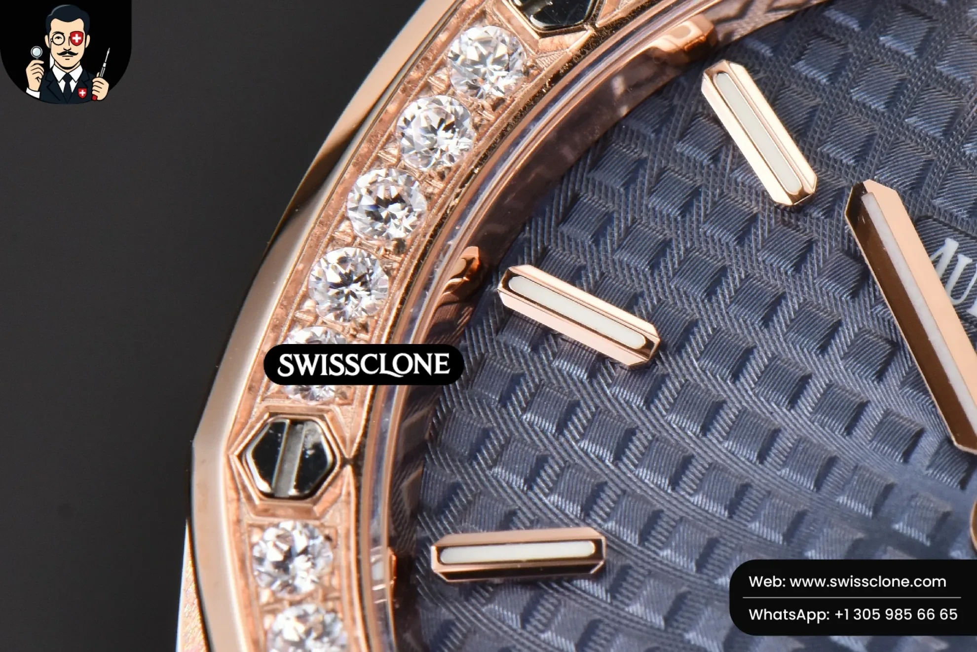 Audemars Piguet Royal Oak Ladies 33mm 8F Diamond Blue Dial Quartz 1:1 Super Clone - Lateral Case Thickness Profile