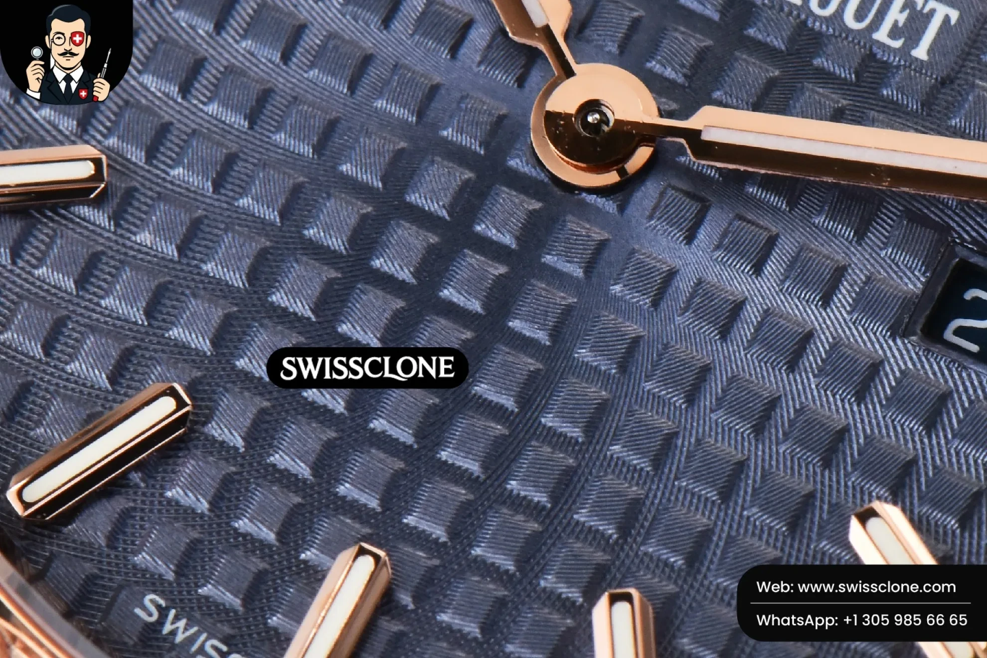 Audemars Piguet Royal Oak Ladies 33mm 8F Diamond Blue Dial Quartz 1:1 Super Clone - On-Wrist Presence View