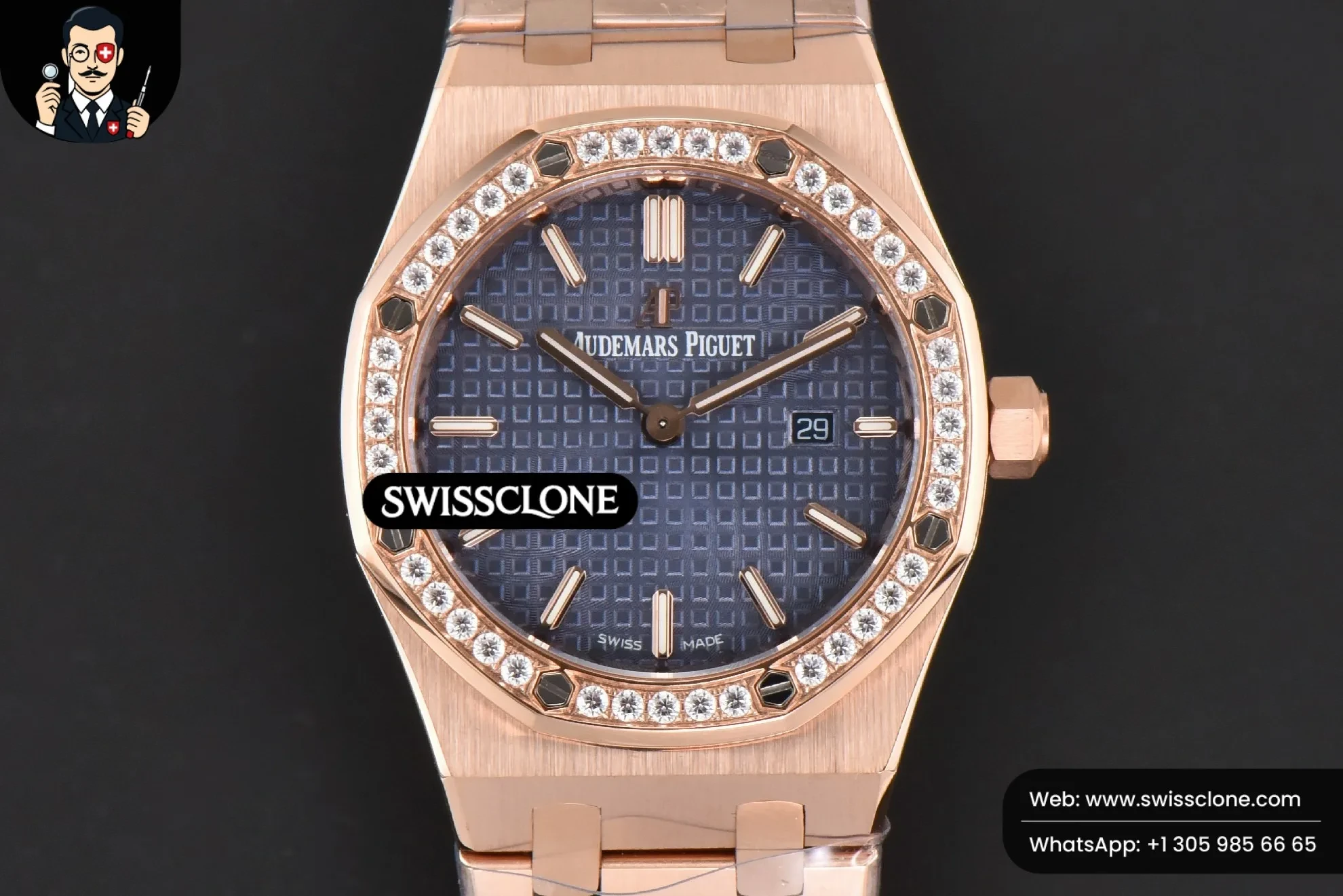 Audemars Piguet Royal Oak Ladies 33mm 8F Diamond Blue Dial Quartz