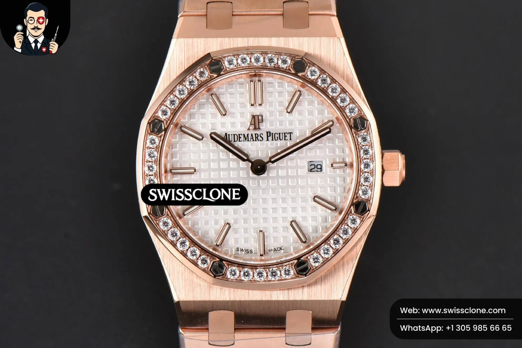 Audemars Piguet Royal Oak Ladies 33mm 8F Diamond White Dial Quartz