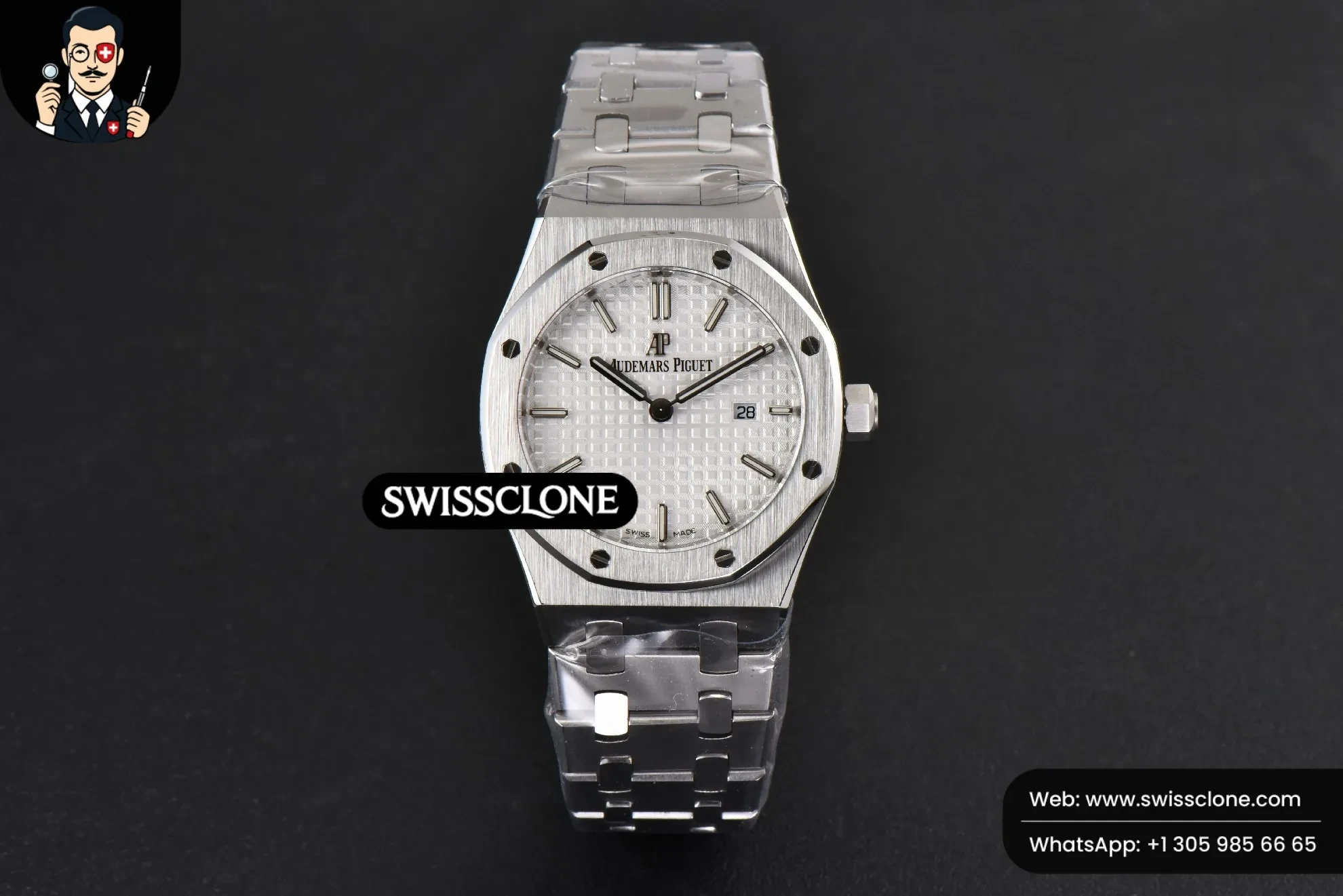 Audemars Piguet Royal Oak Ladies 33mm 8F White Dial Quartz 1:1 Super Clone - Dial Macro Close-Up