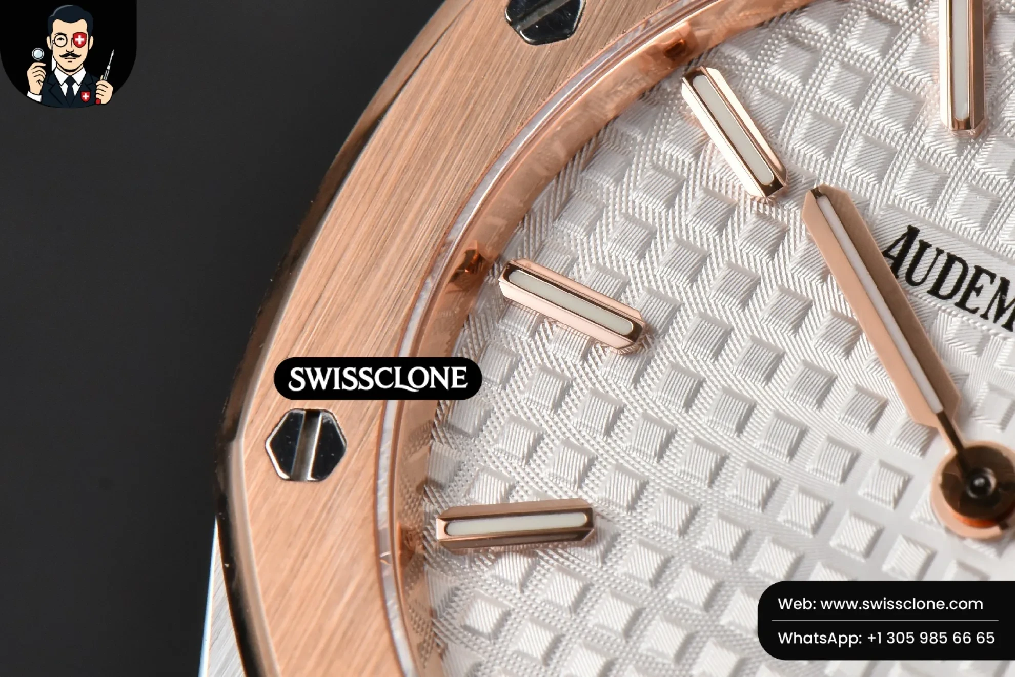 Audemars Piguet Royal Oak Ladies 33mm RG/SS 8F White Dial RG/SS Quartz 1:1 Super Clone - Lateral Case Thickness Profile