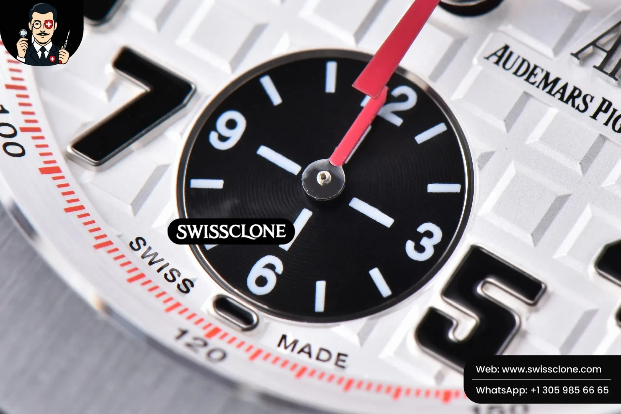 Audemars Piguet Royal Oak Offshore 26170ST JF 42mm White Dial Red Hands Black Leather 1:1 Super Clone - Caseback & Cloned Calibre Movement