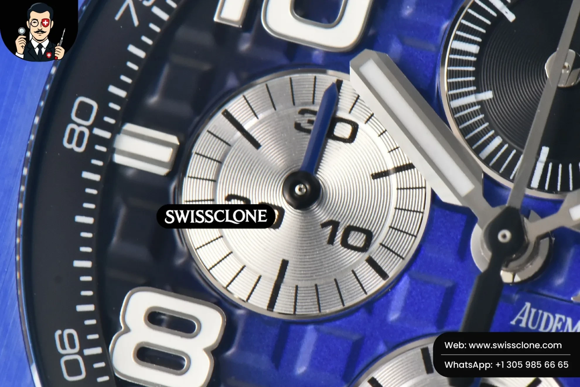 Audemars Piguet Royal Oak Offshore 26405 44mm RSF Ceramic Blue Dial Silver Subdial Blue Rubber 1:1 Super Clone - Caseback & Cloned Calibre Movement